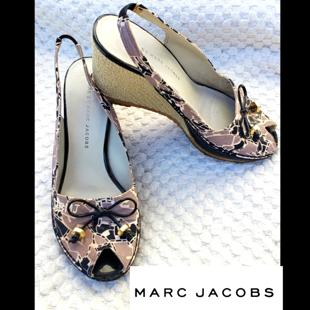 Marc Jacobs espadrille peep toe slingbacks